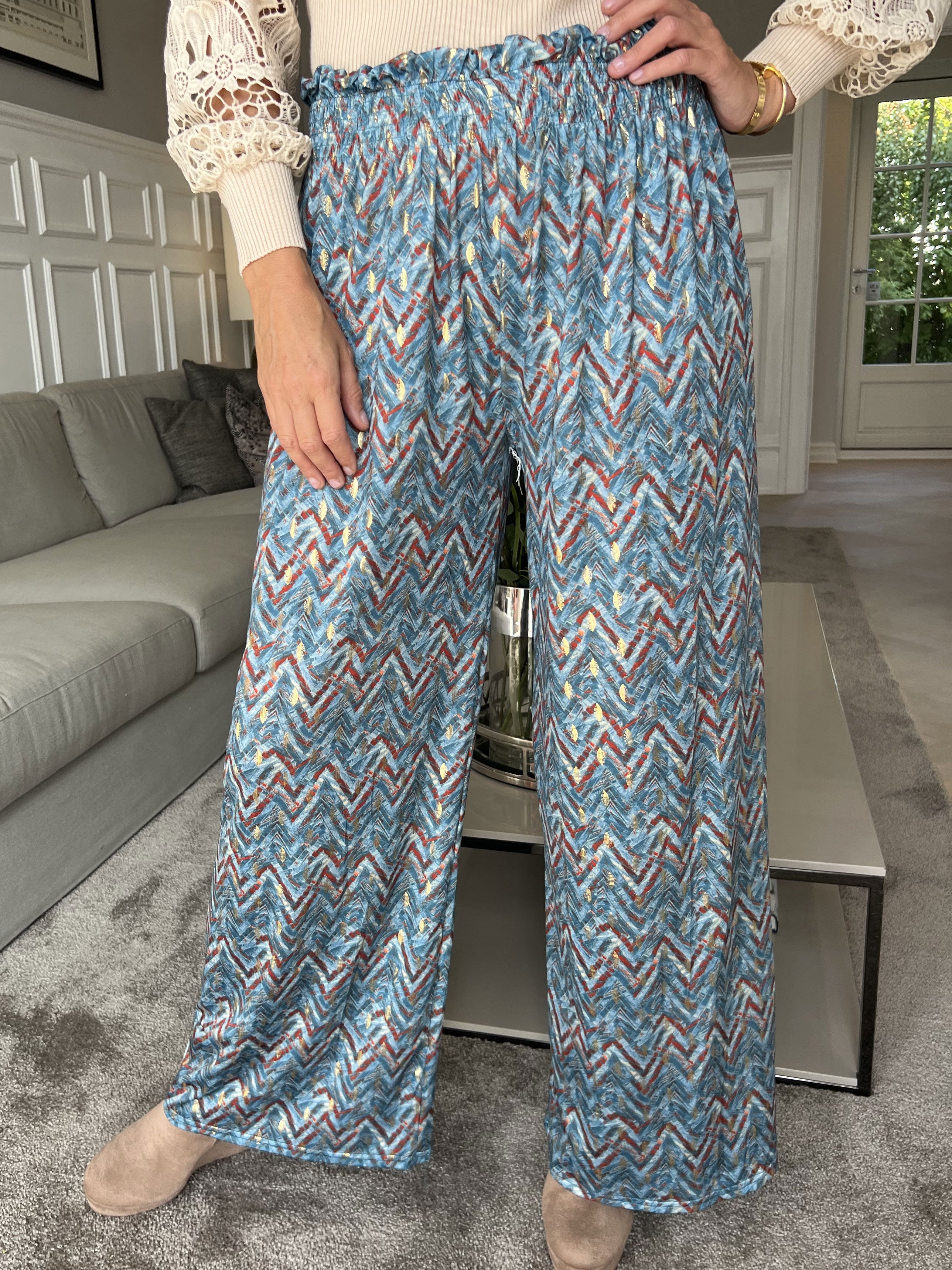 Pams Pants ZigZag - Lösa mönstrade byxor i elastiskt tyg